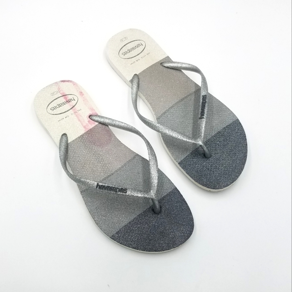 Havaianas Silver Shimmer Sandal Flip Flop 11/12 Women